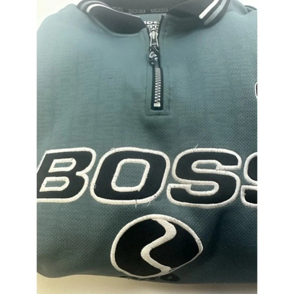 Vintage 90s Boss IG Design‎ Shirt Quarter Zip Sweater Embroidered Size XXL
